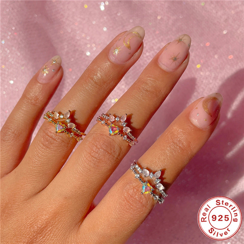 Anillos De Flor De Corazón De Plata Esterlina al por mayor